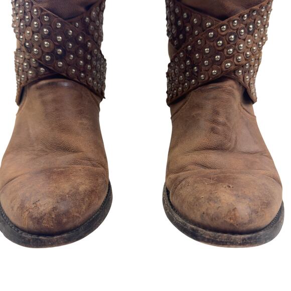 Old Gringo Brown Distressed Leather Silver Stud Detail Western Boots Women's 6.5 - Picture 3 of 11
